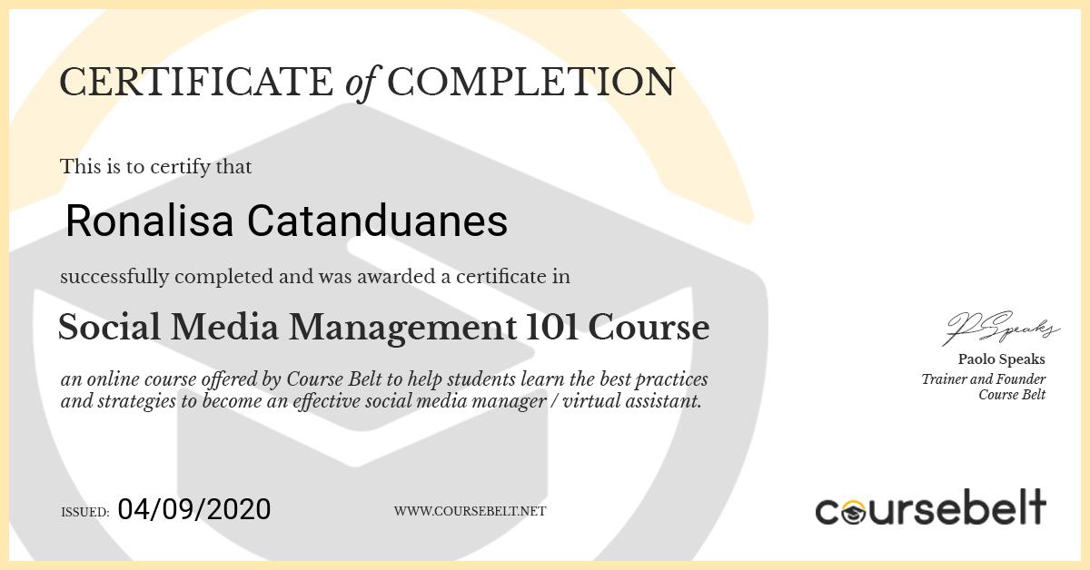 Social Media Management 101 Course