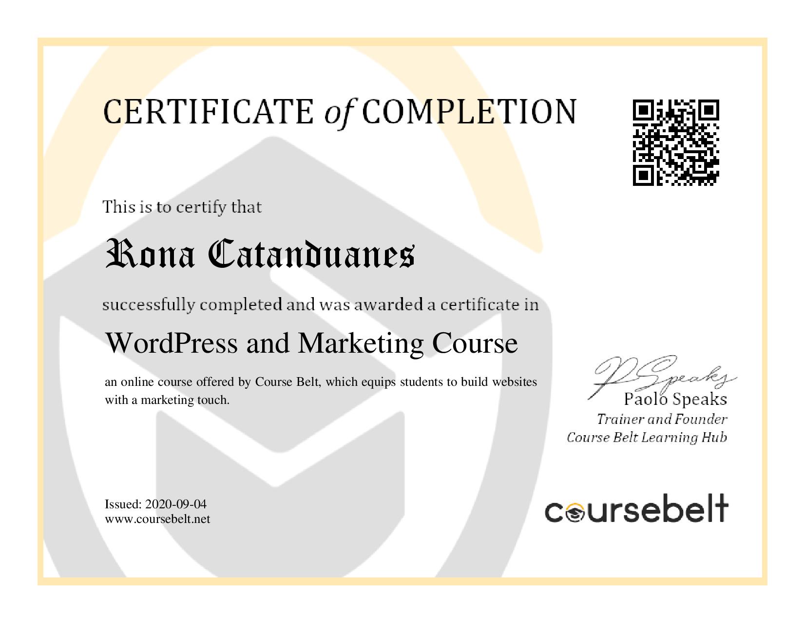 WordPress and Marketing Course