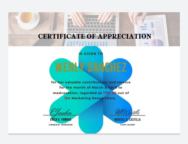 Certificate of Appreciation