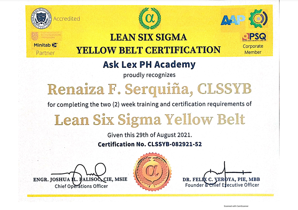 Lean Six Sigma Yellow belt Certification