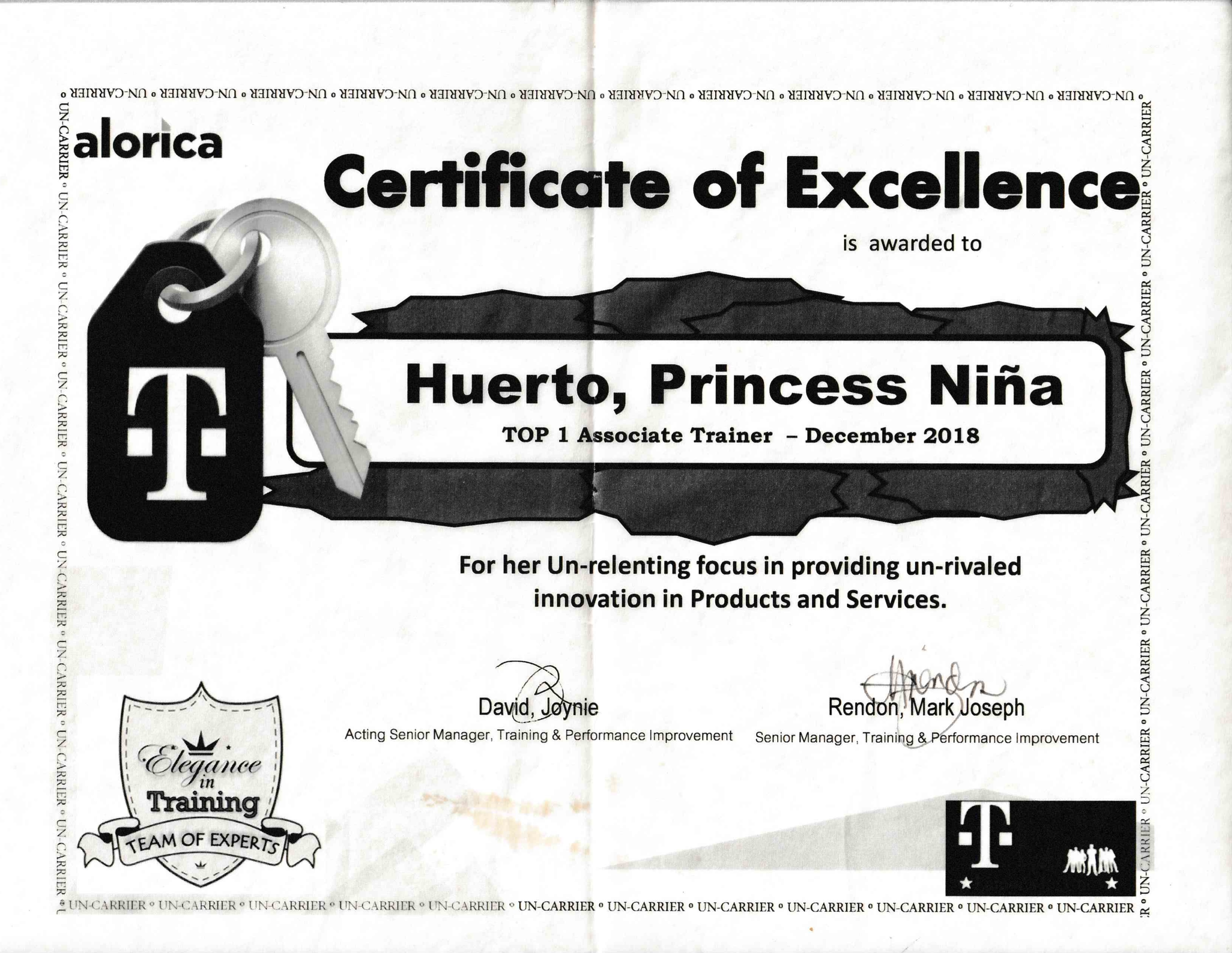 Top 1 Associate Trainer - December 2018