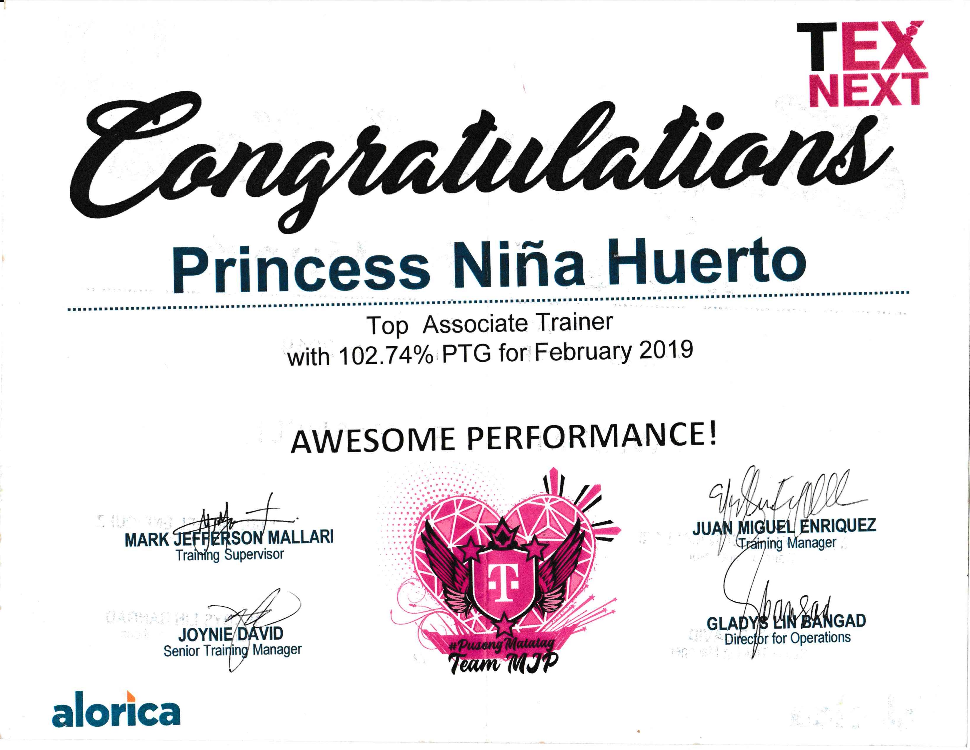 Top Associate Trainer - February 2019