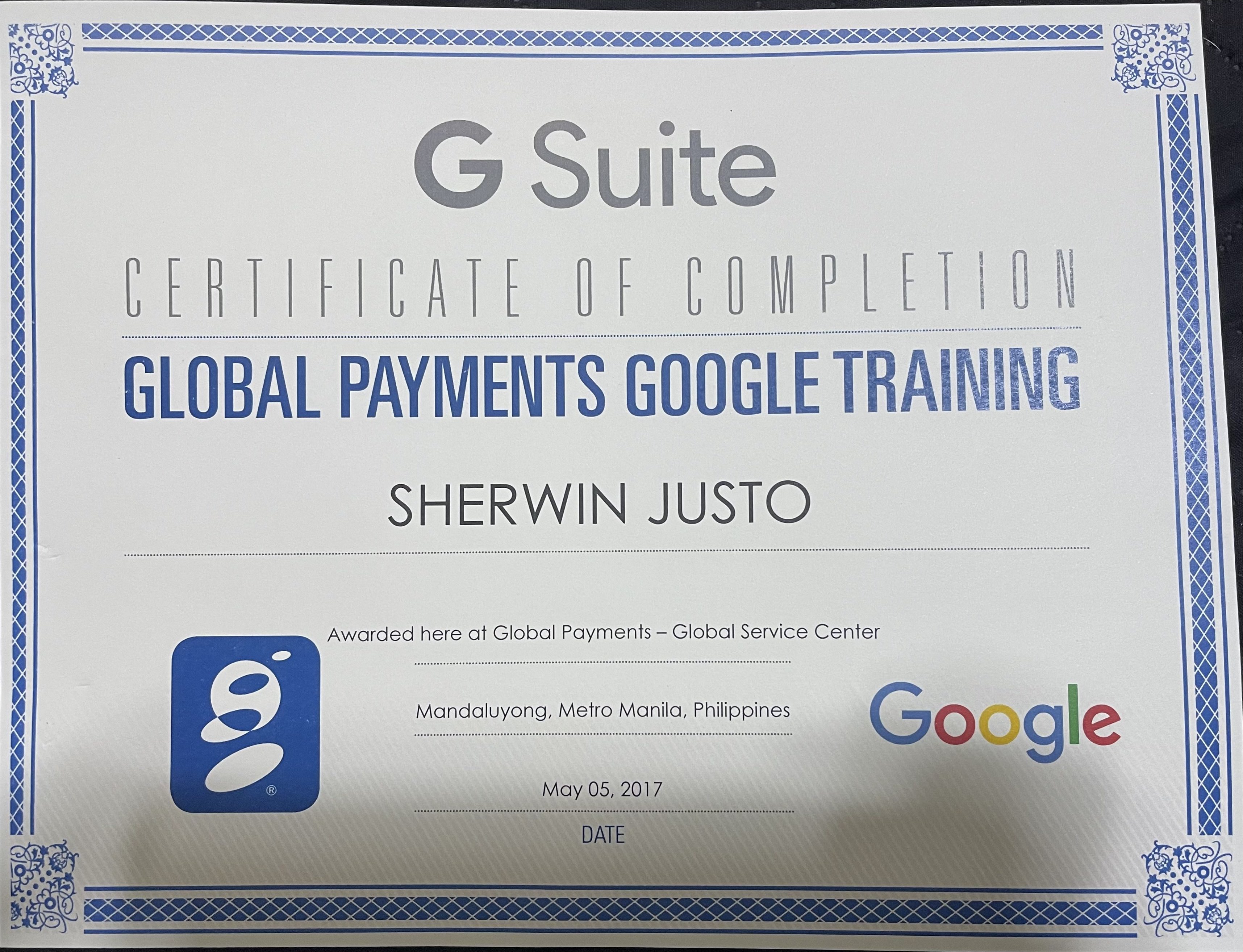 Google Suite Certification of Completion