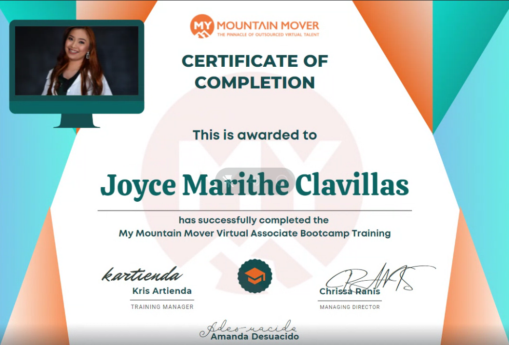 My Mountain Mover Certificate