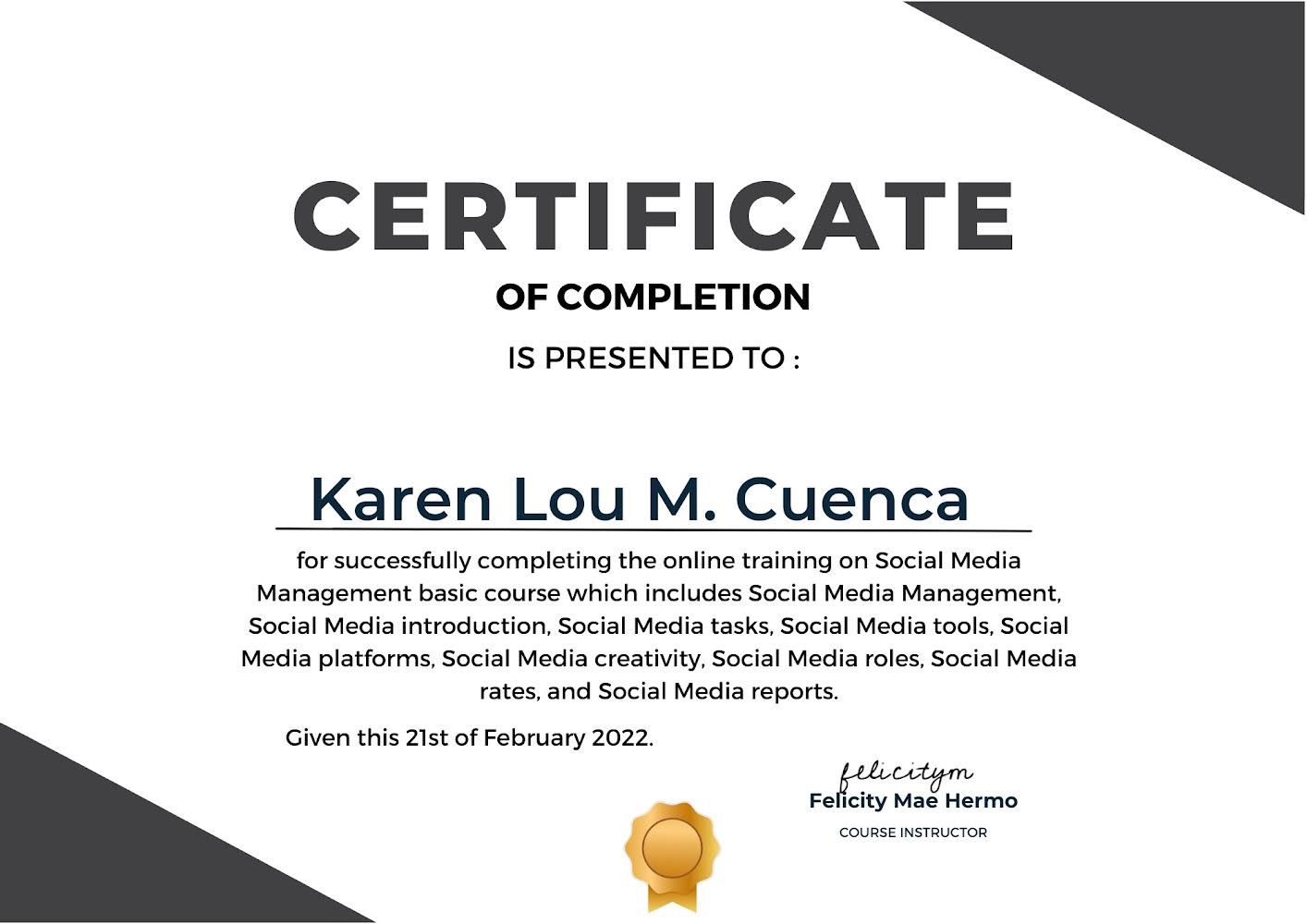 Social Media Management - Feb 2022 Online Course