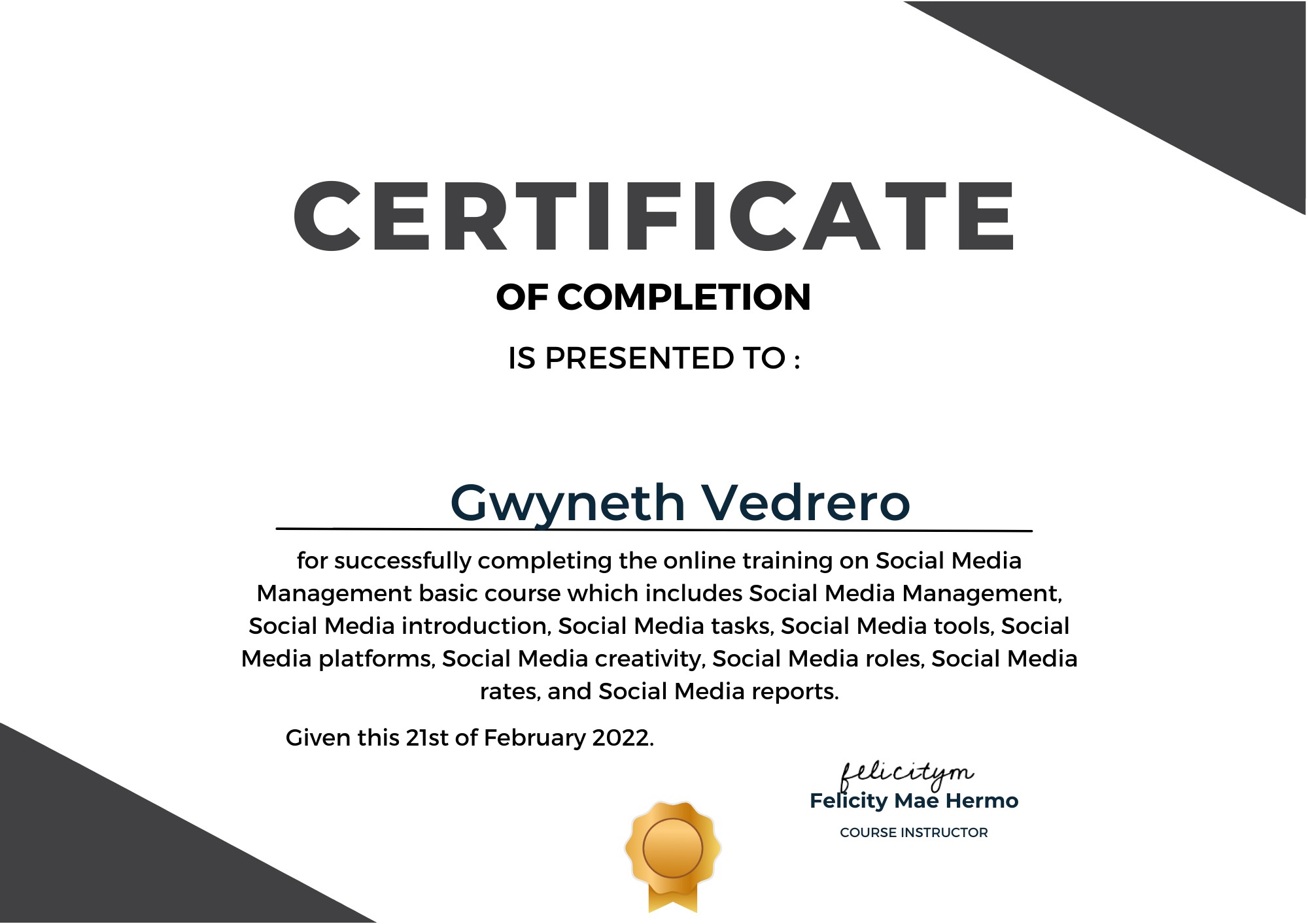 Social Media Manager Certification