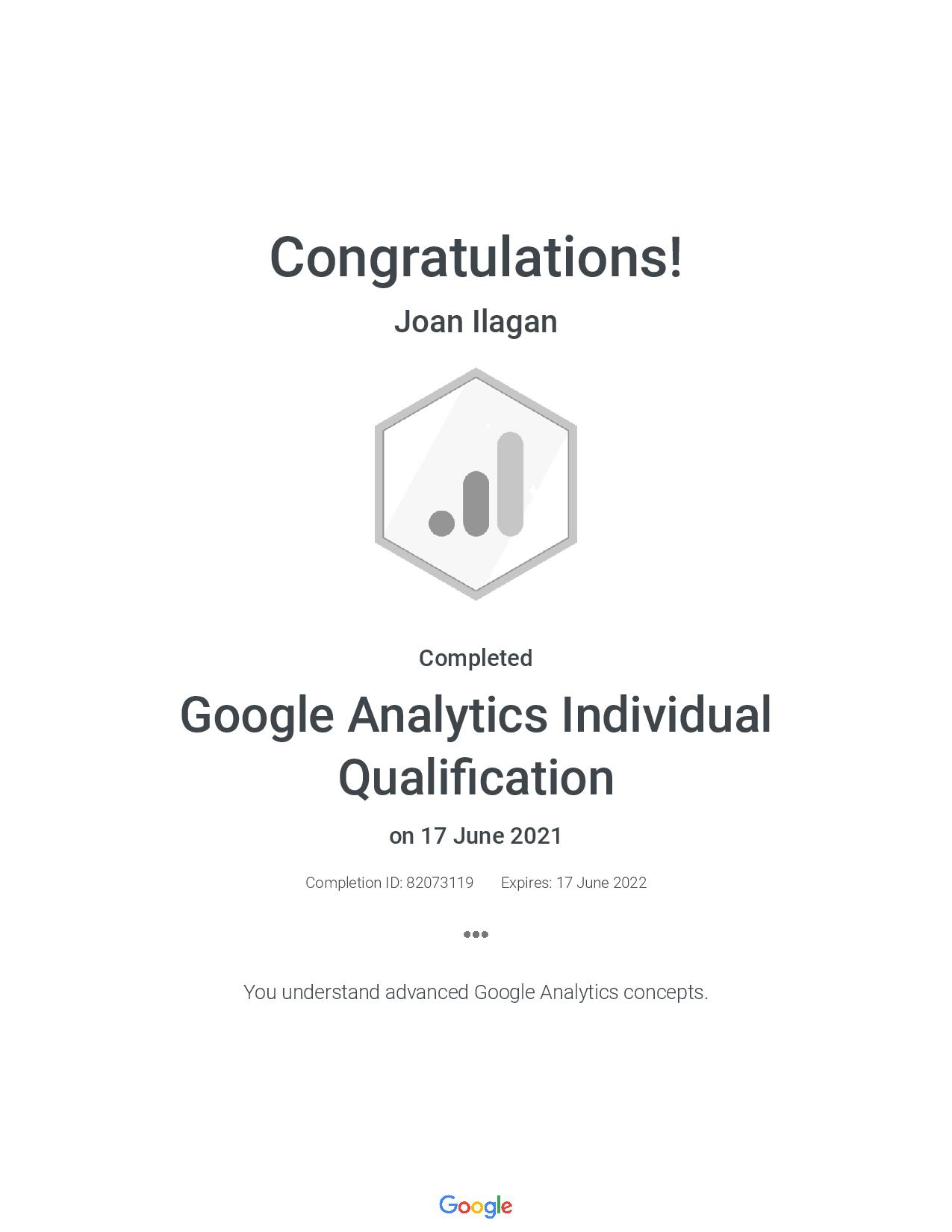 Google Analytics Individual Qualification