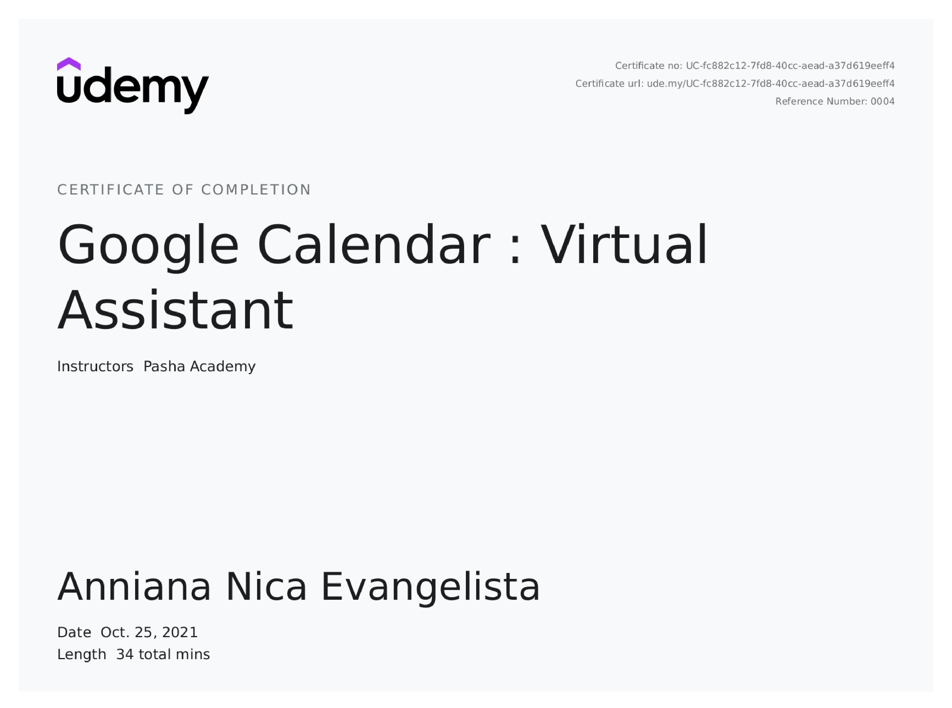 Google Calendar : Virtual Assistant