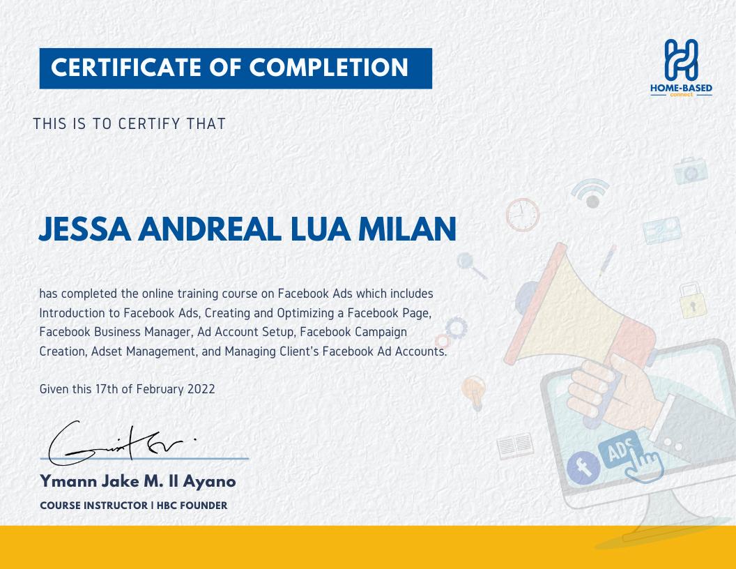 Certificate-Facebook Ads