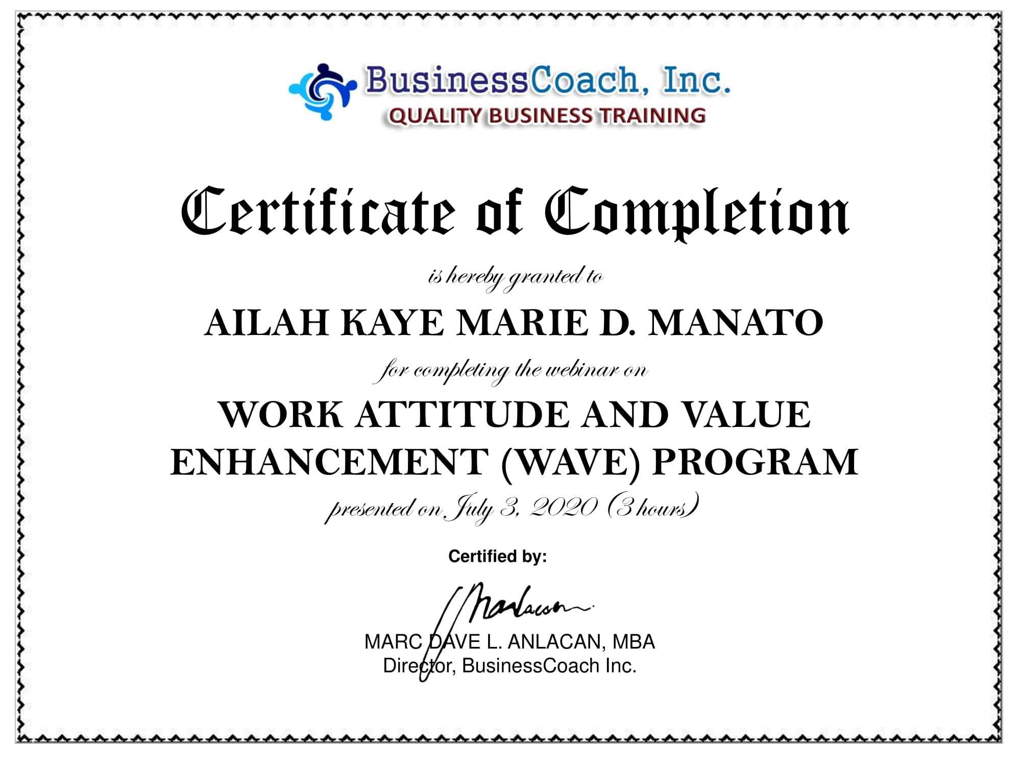 Work Attitude and Value Enhancement Program