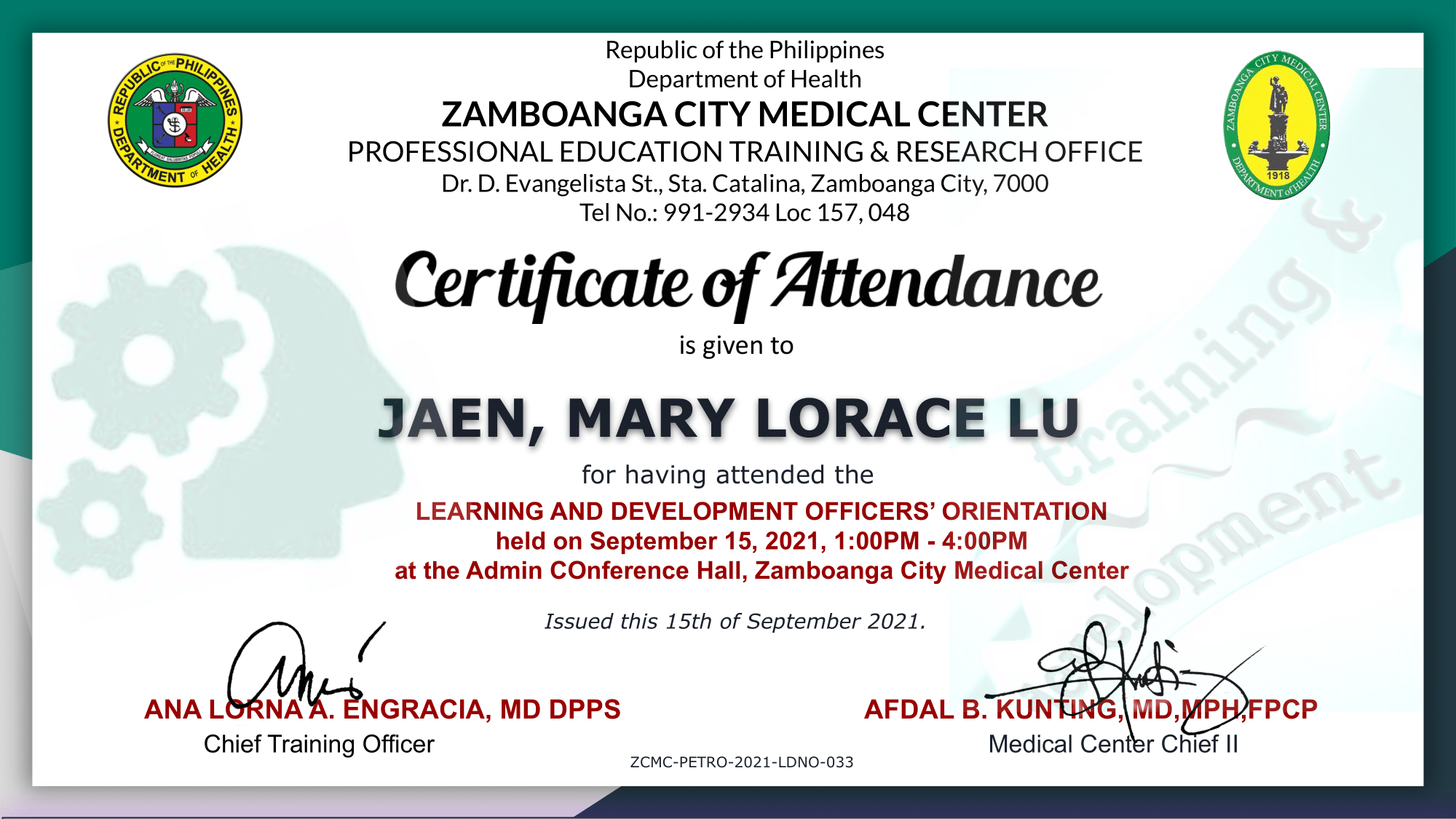 Learning and Development Officers’ Orientation