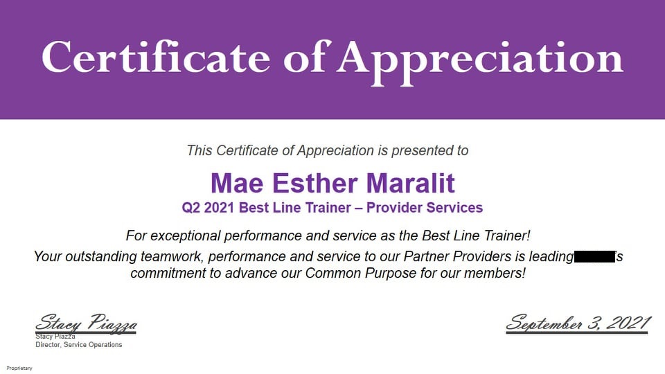 Q2 2021 Best Line Trainer