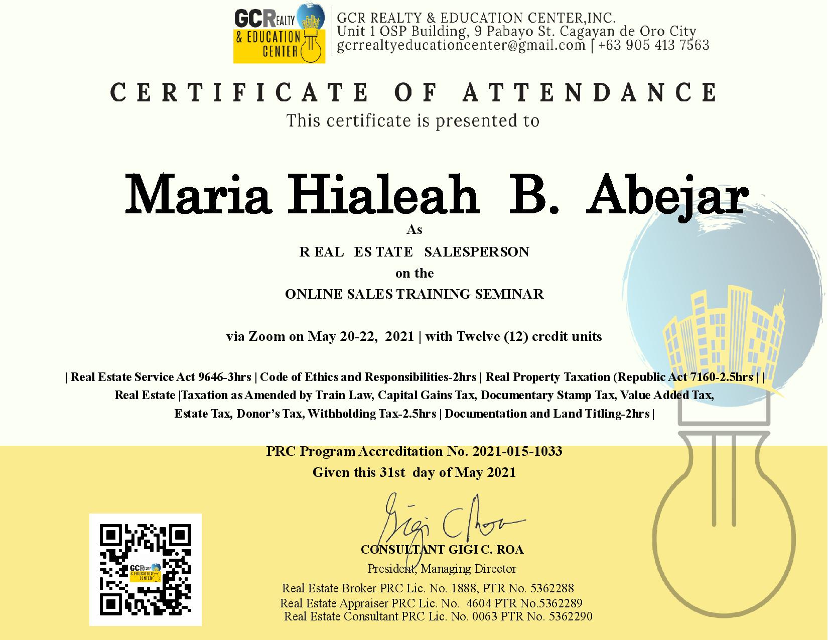 Real Estate Certificate