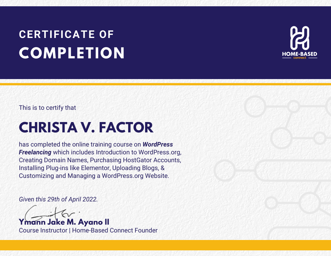 WORDPRESS FREELANCING CERTIFICATE