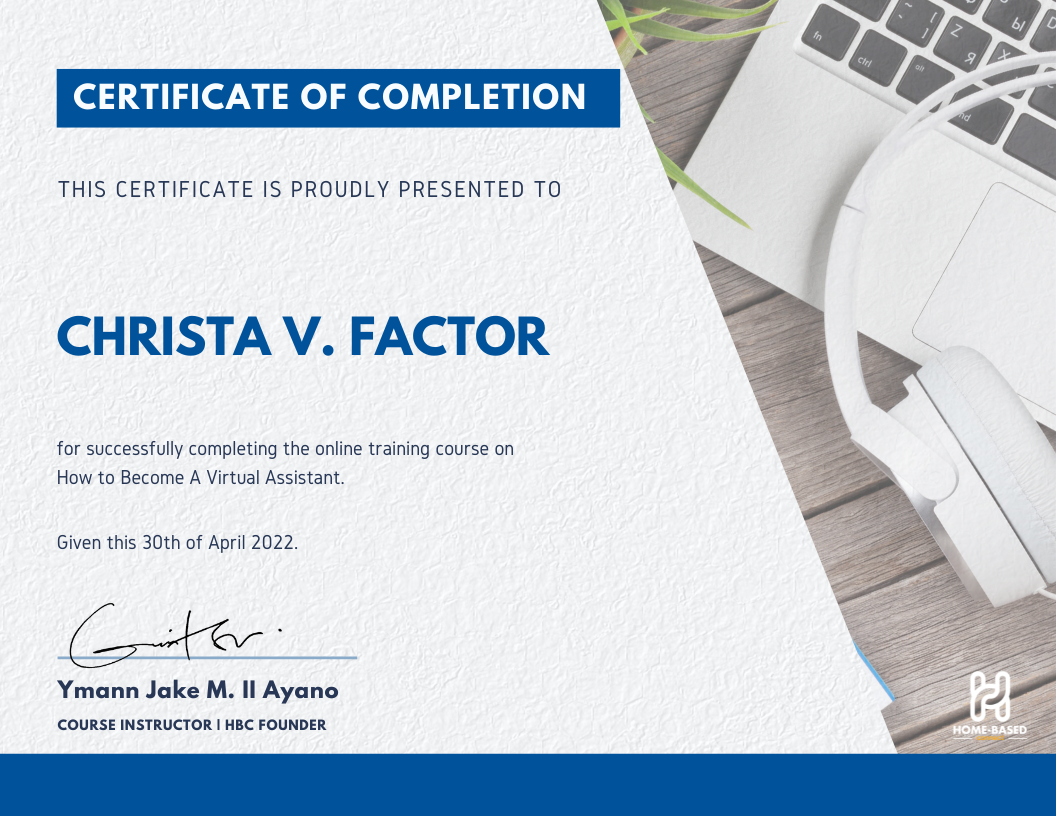VIRTUAL ASSISTANT CERTIFICATE