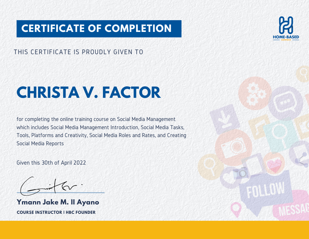 SOCIAL MEDIA MANAGEMENT CERTIFICATE