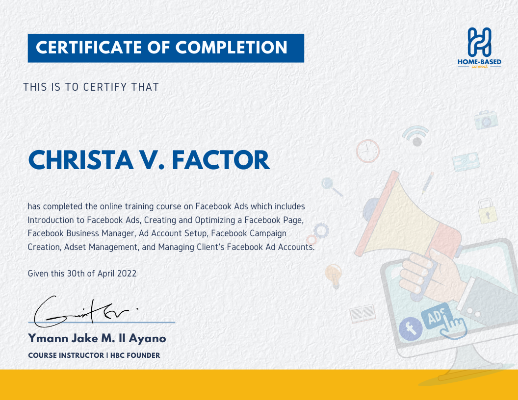 FACEBOOK ADS MANAGER CERTIFICATE