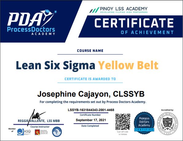 Lean Six Sigma Yellow Belt