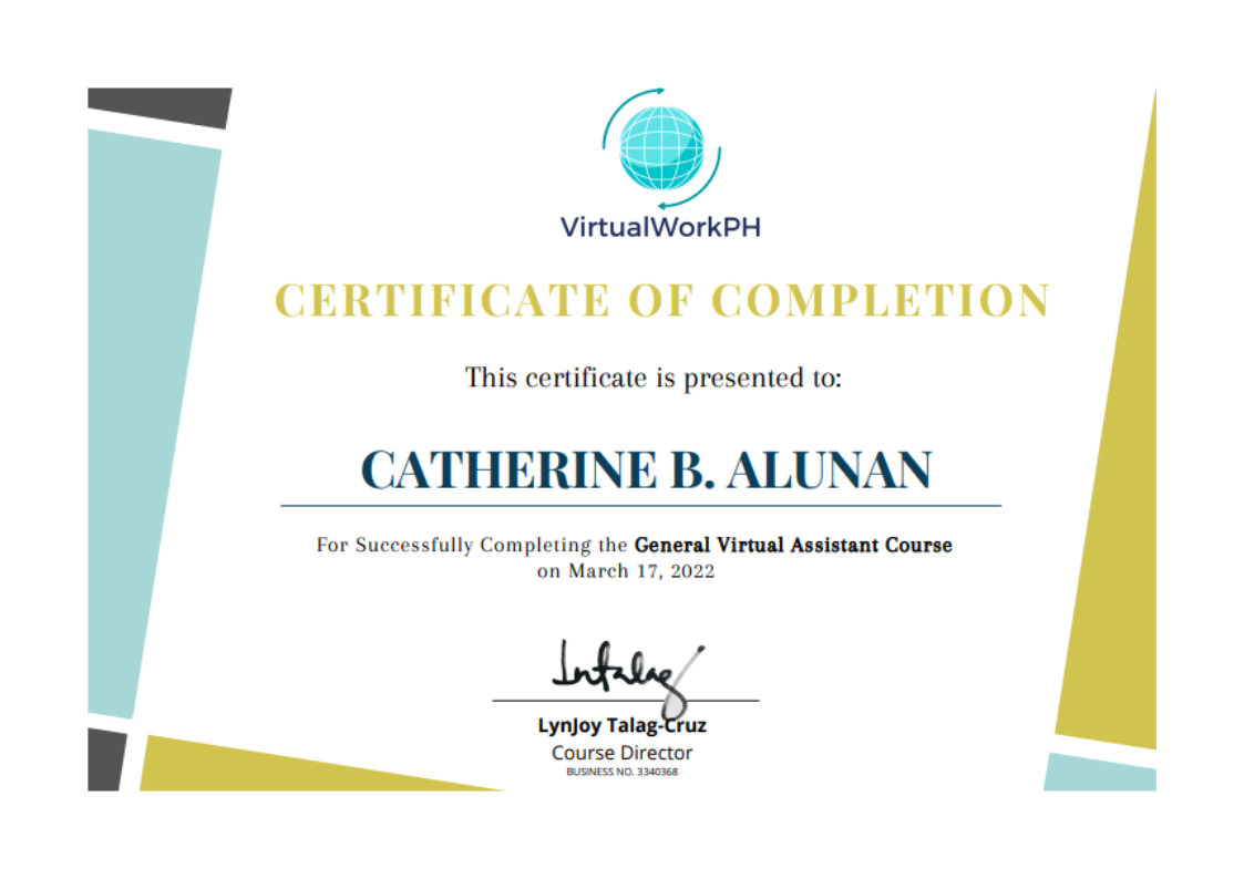 General Virtual Assistant Course Certificate