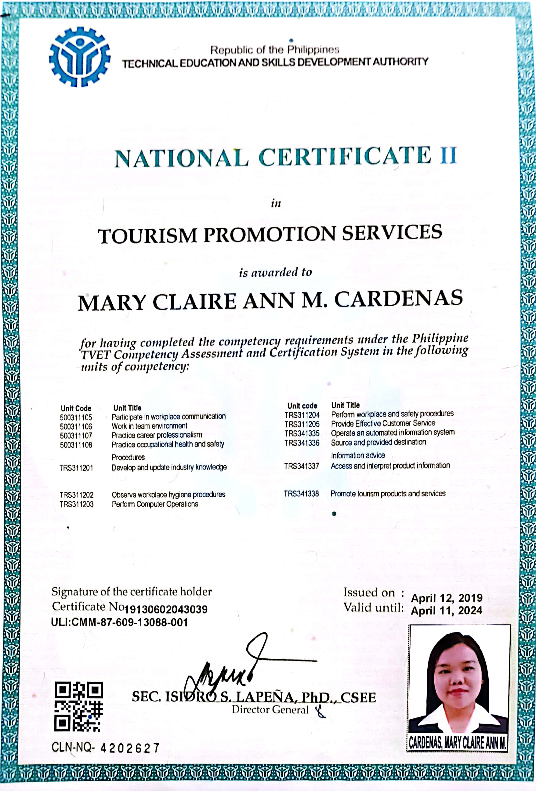NC II - TOURISM PROMOTION SERVICES
