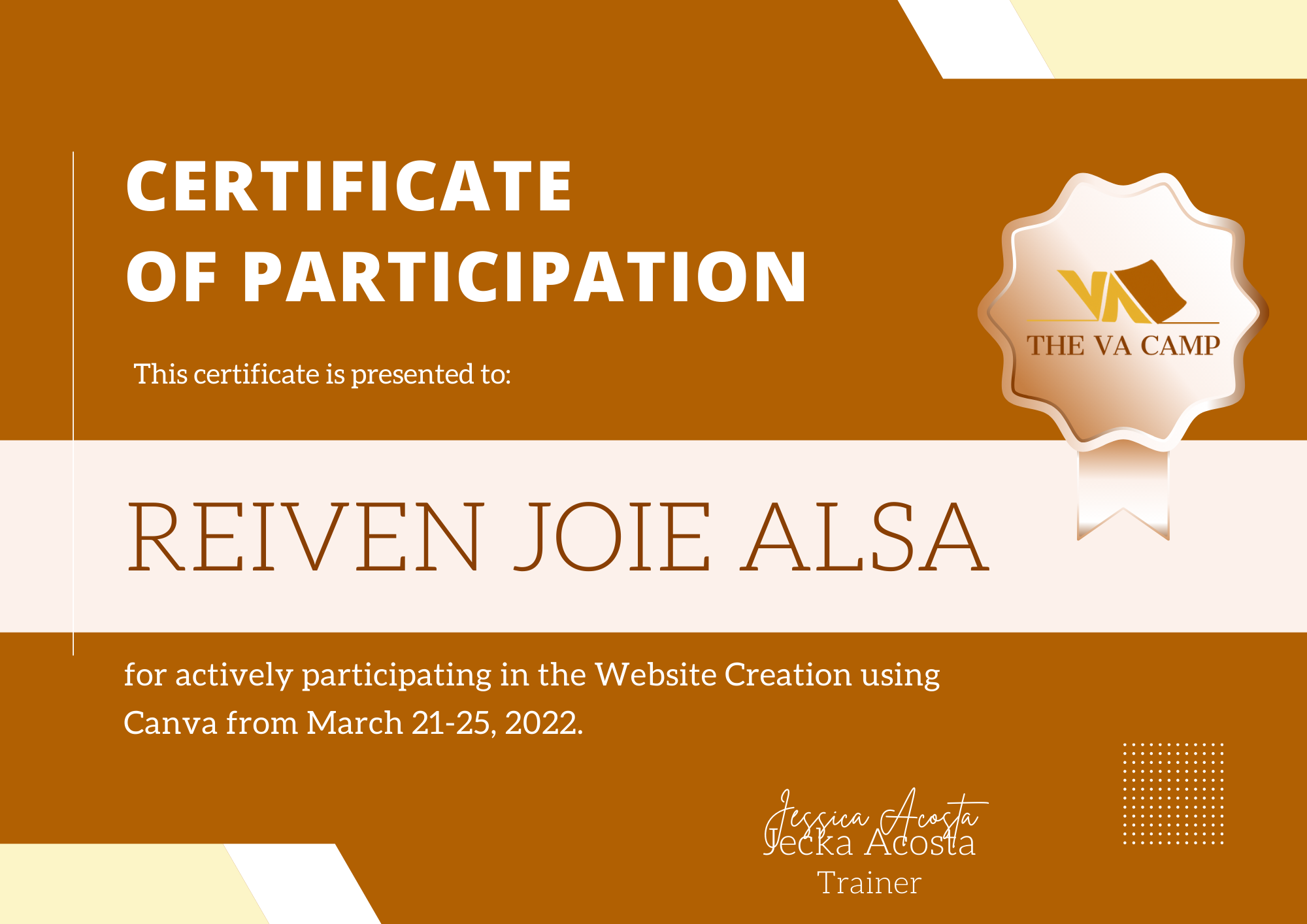 Canva Training Certificate