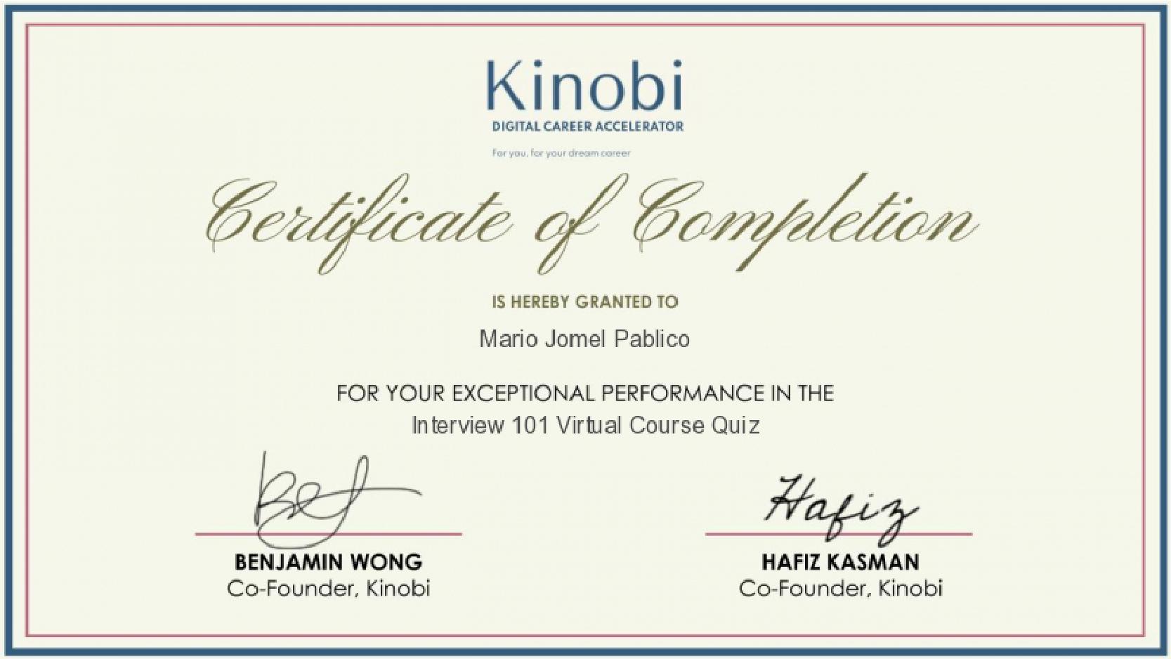 Interview 101 Virtual Course Quiz