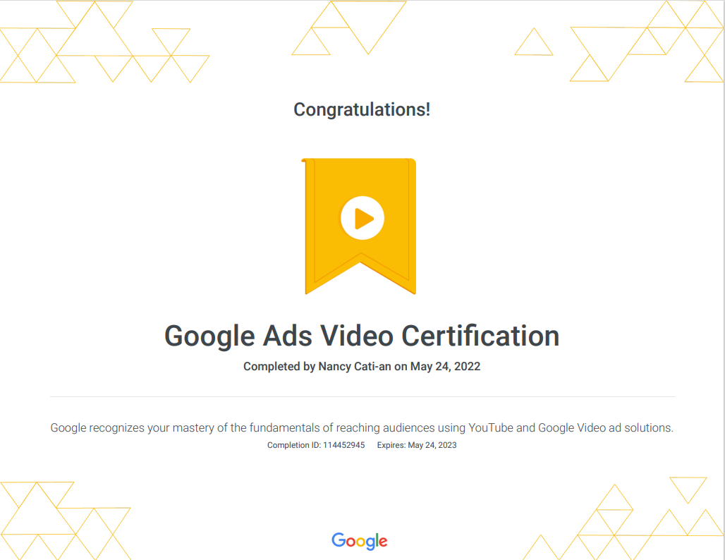 Google Ads  Video Certification