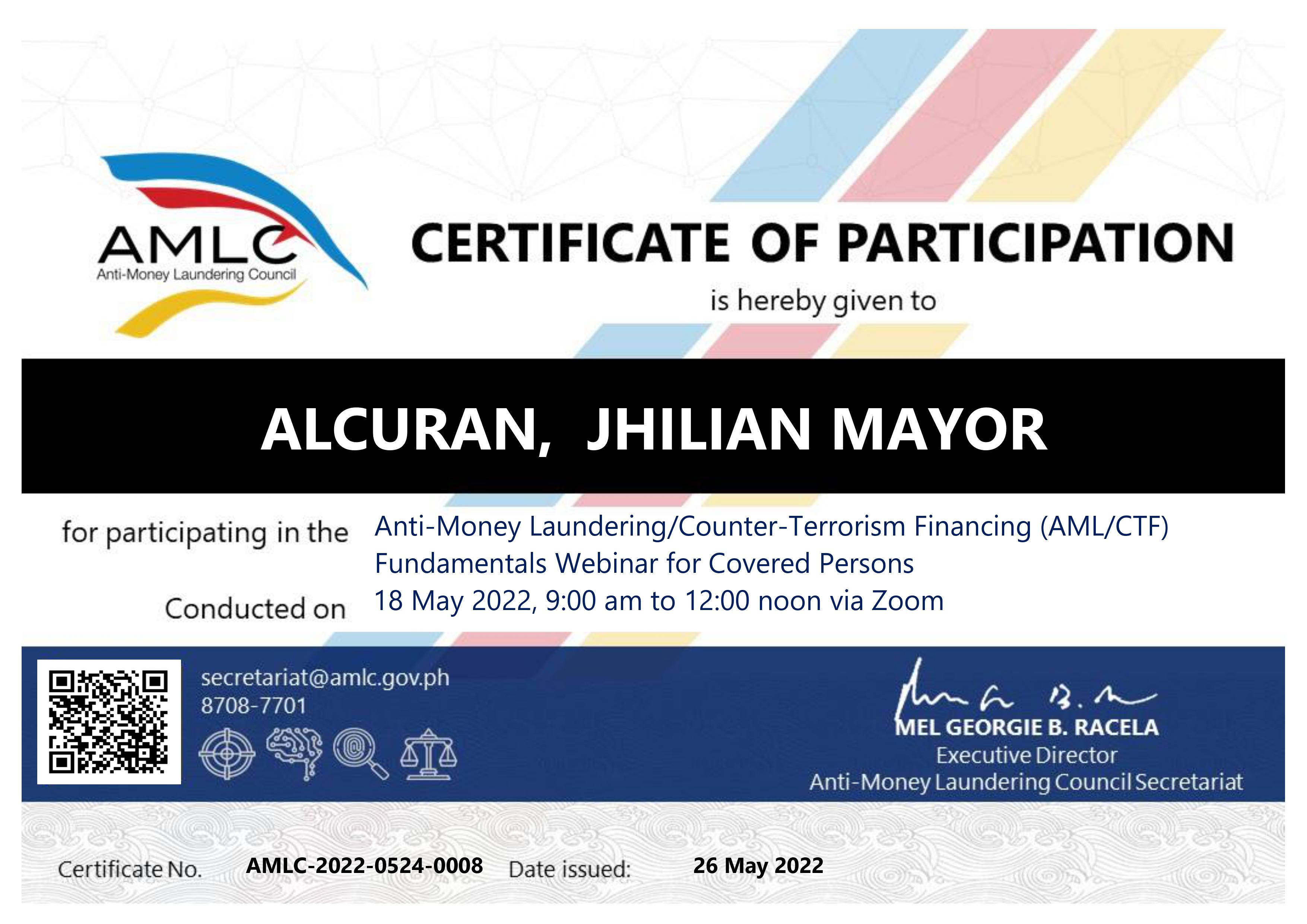 Anti-Money Laundering/Counter-Terrorism Financing (AML/CTF) Fundamentals for Covered Persons