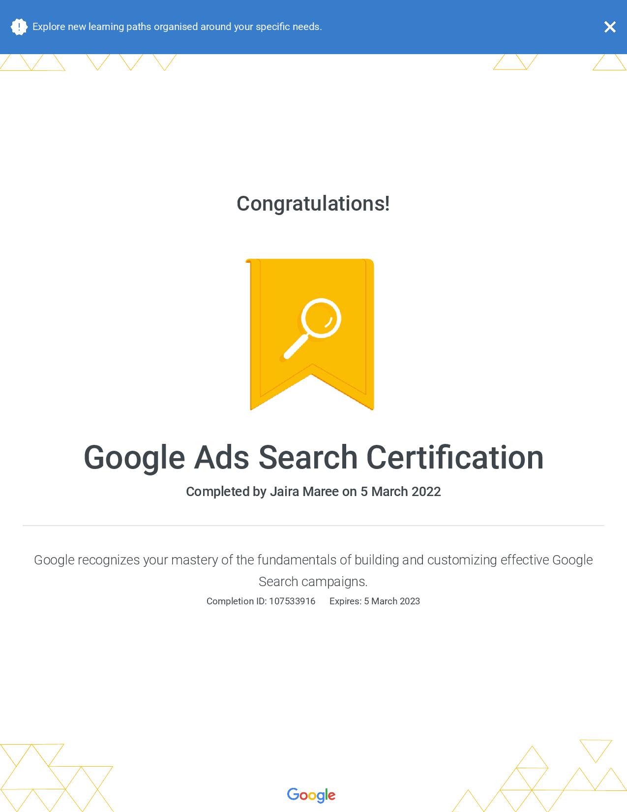 Google Ads Search Certification
