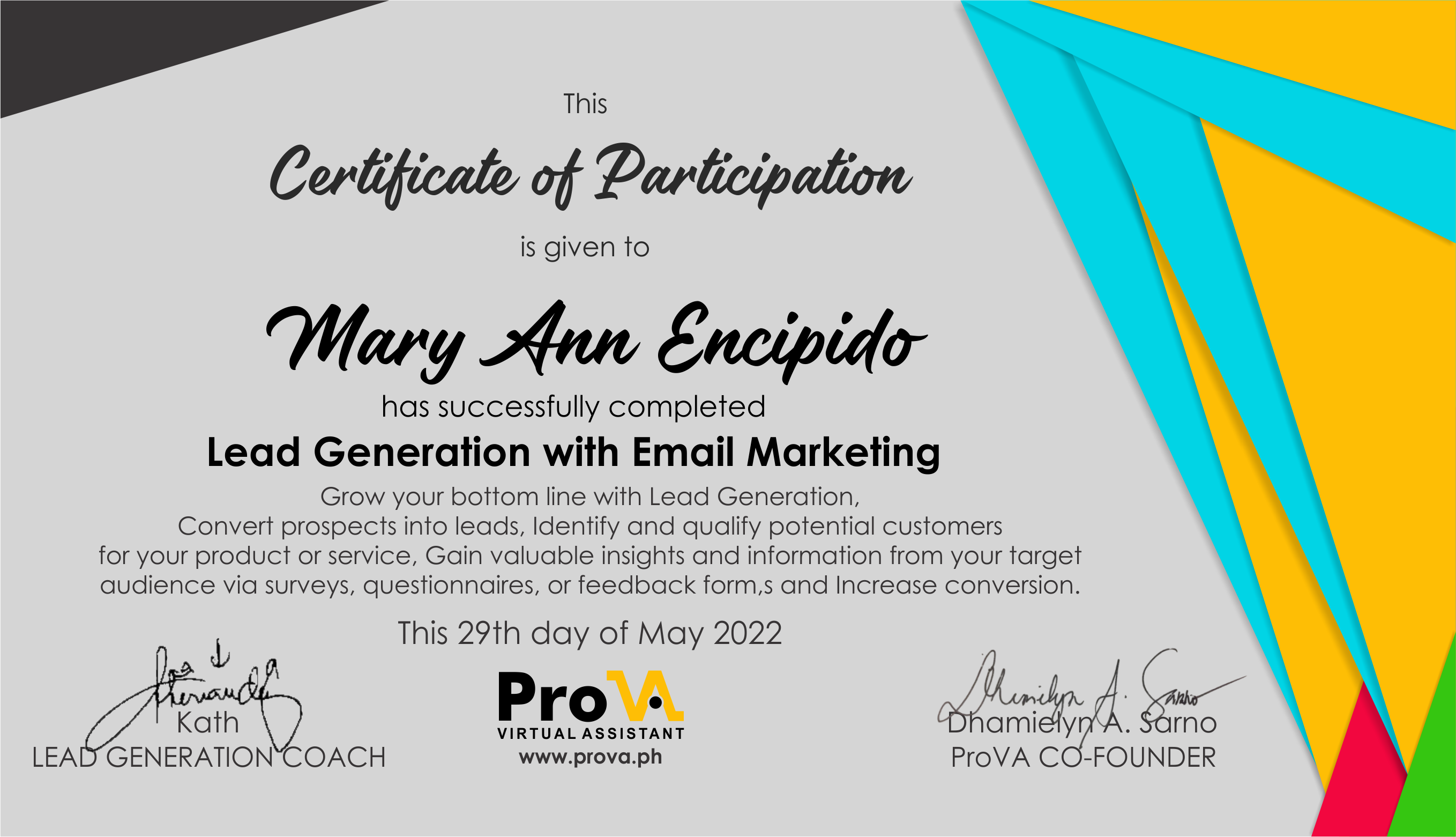 LEAD GENERATION WITH EMAIL MARKETING CERTIFICATE