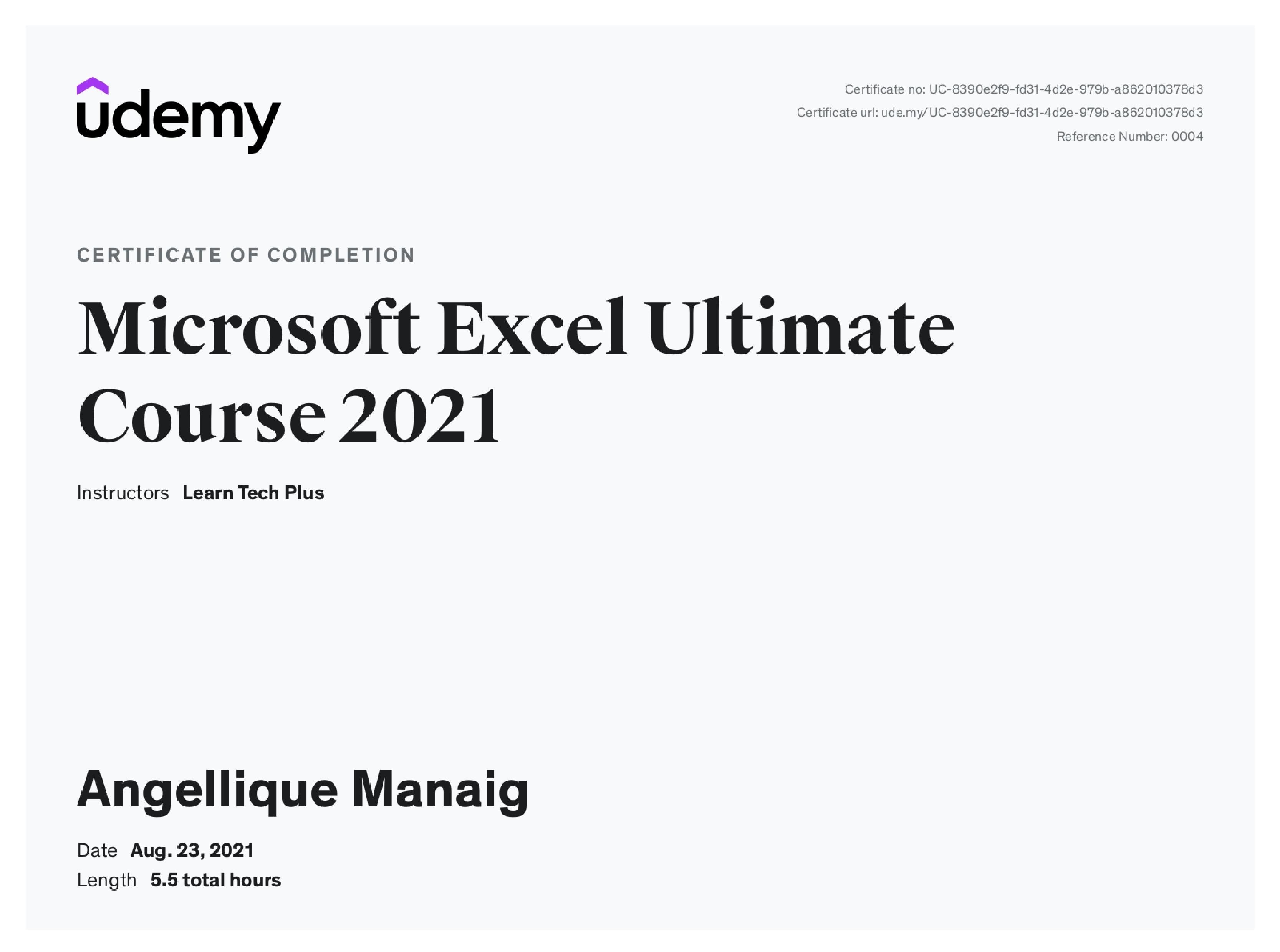 Microsoft Excel Ultimate Course - Udemy