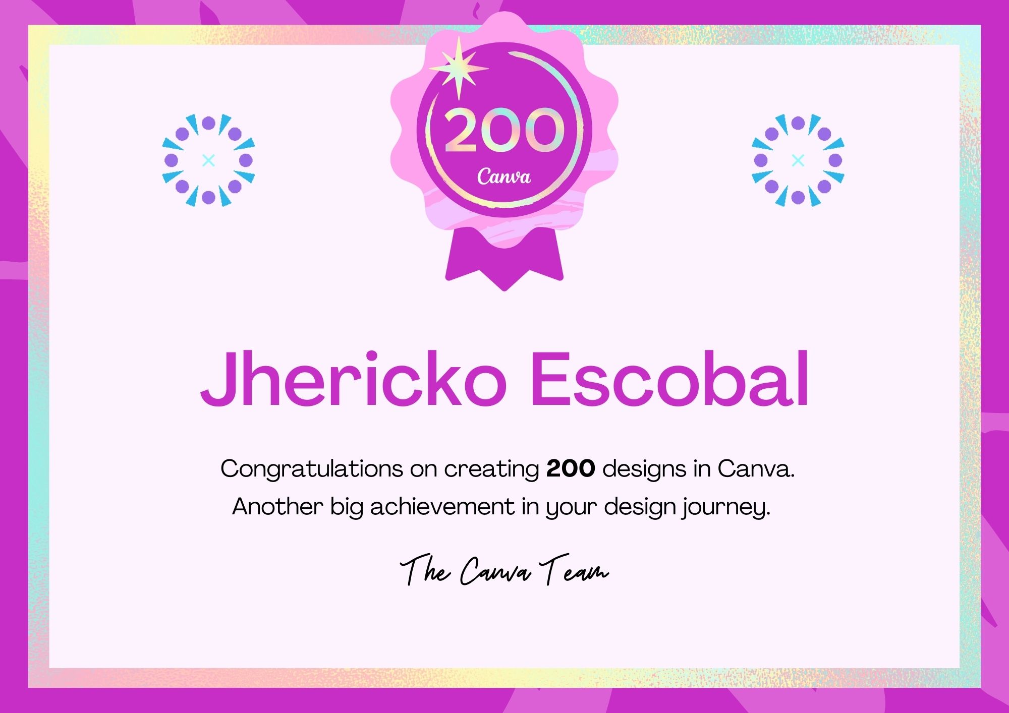 Canva 200 Design Milestone Badge