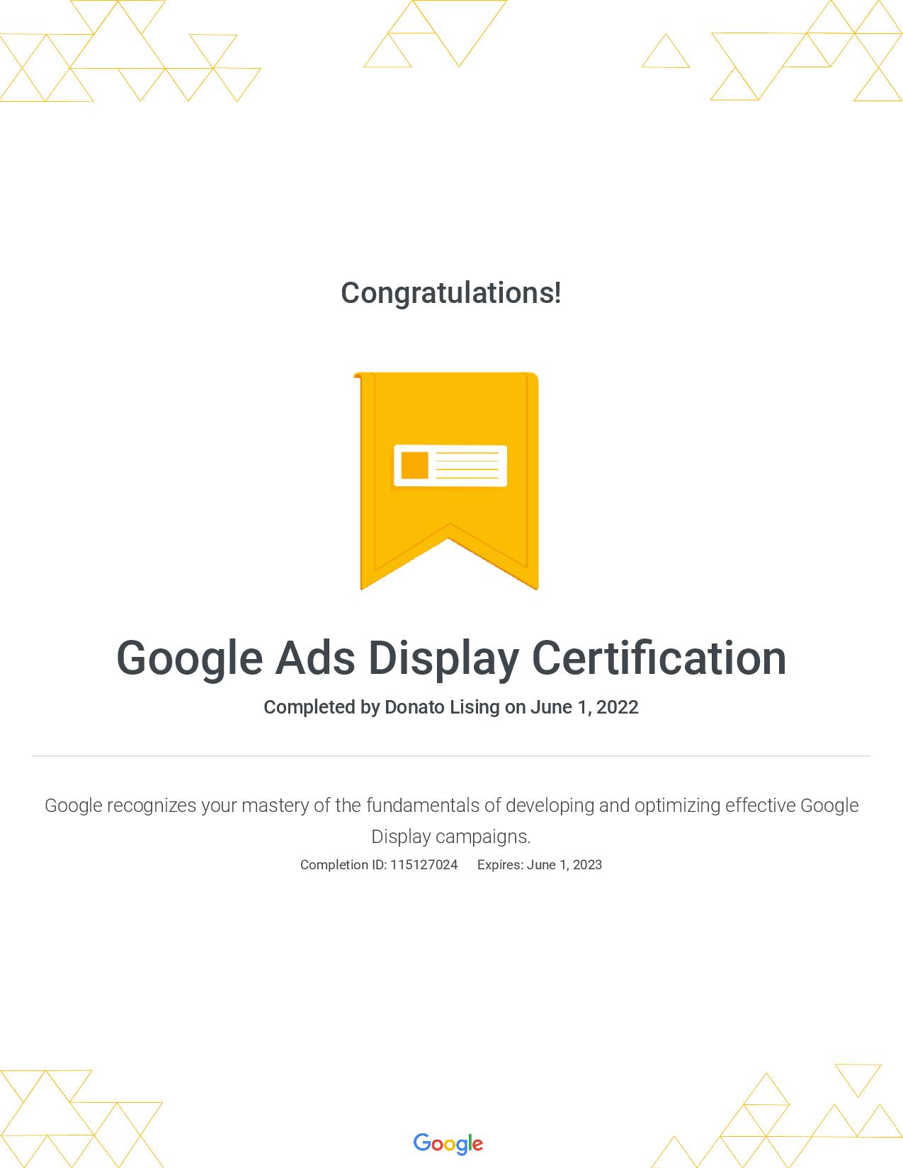 Google Ads Display Certification