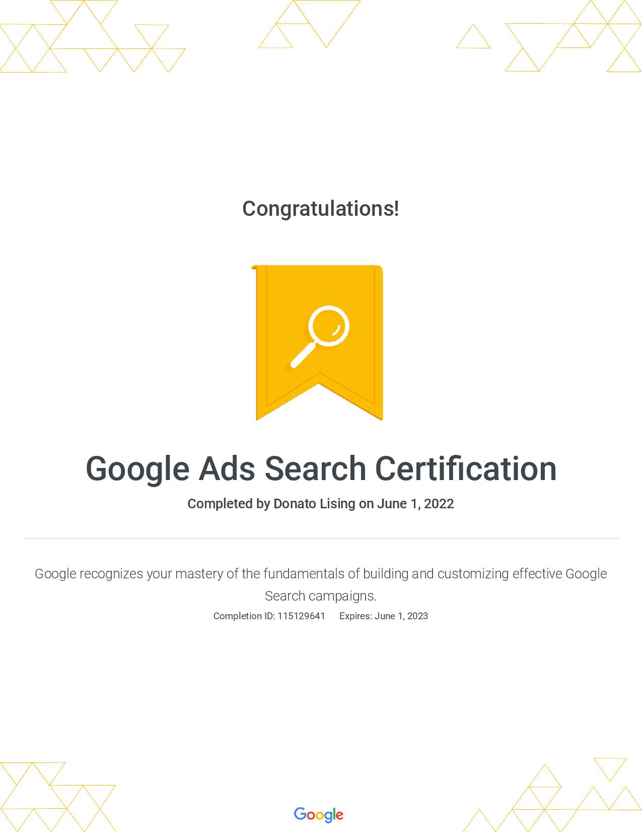 Google Ads Search Certification