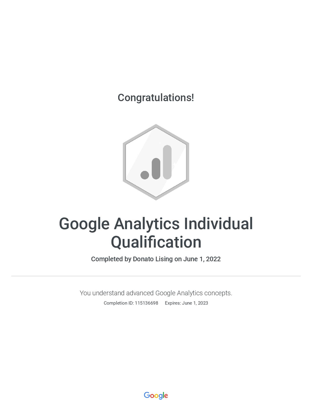 Google Analytics Individual Qualification