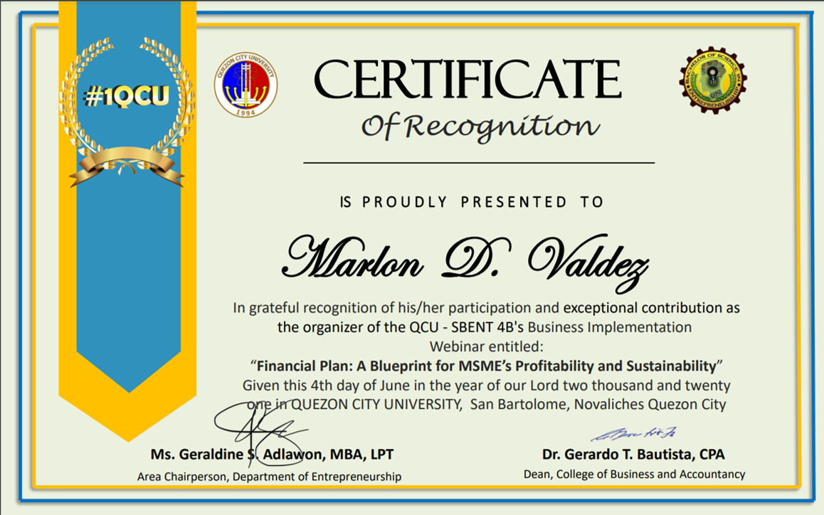 Webinar Organizer, Content Creator, and Facebook Admin Certificate