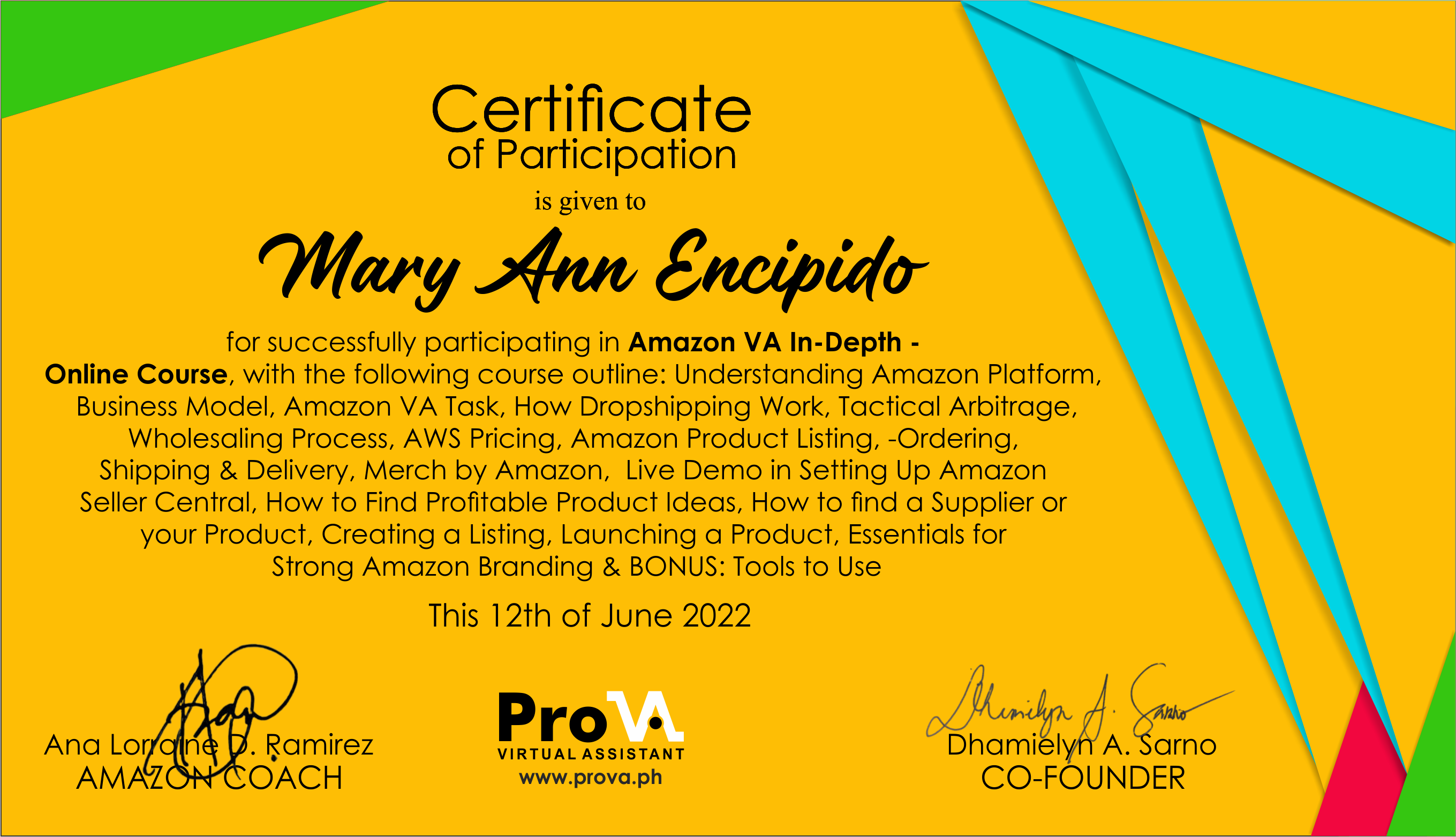 AMAZON VIRTUAL ASSISTANT CERTIFICATE