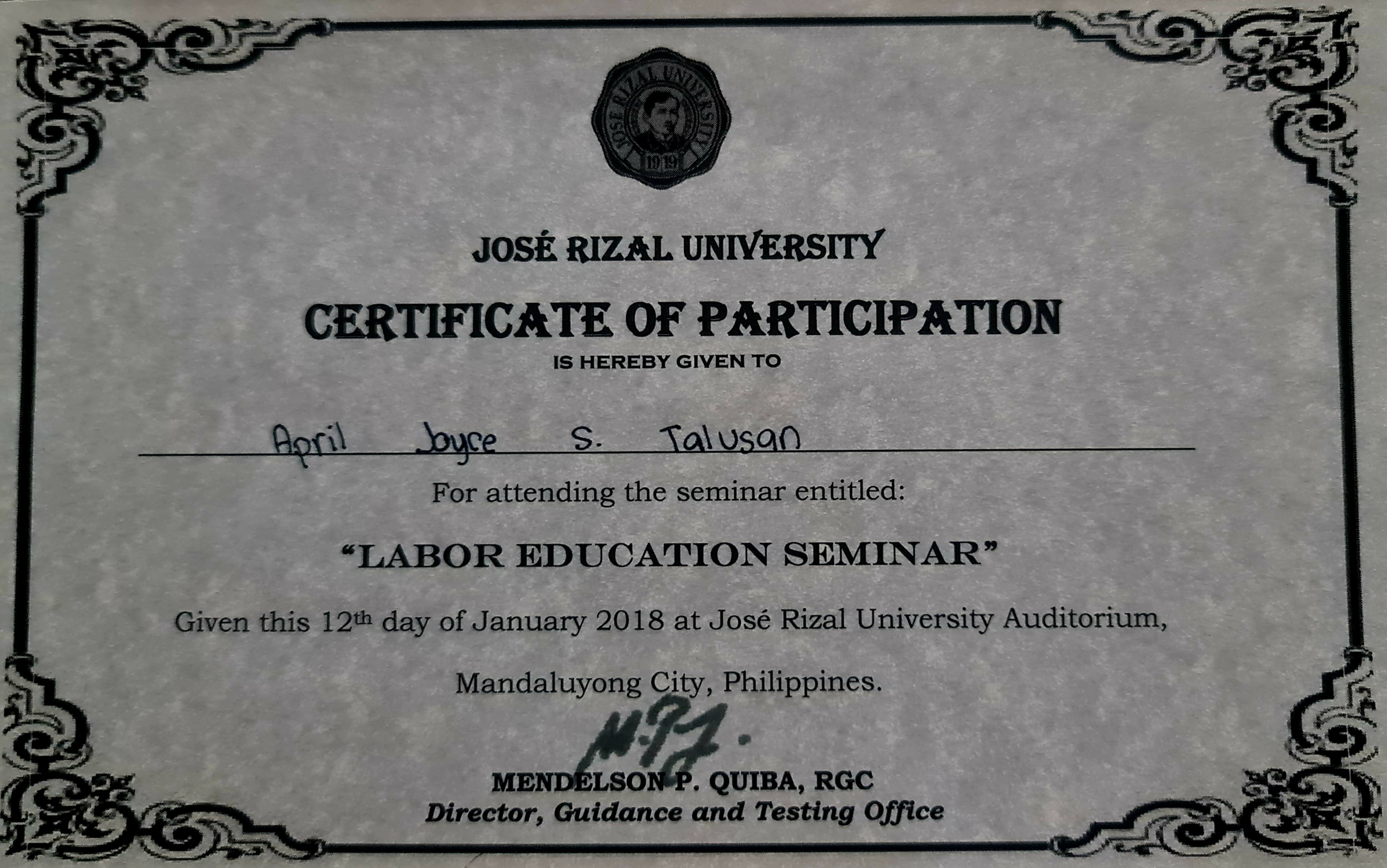 Certificate