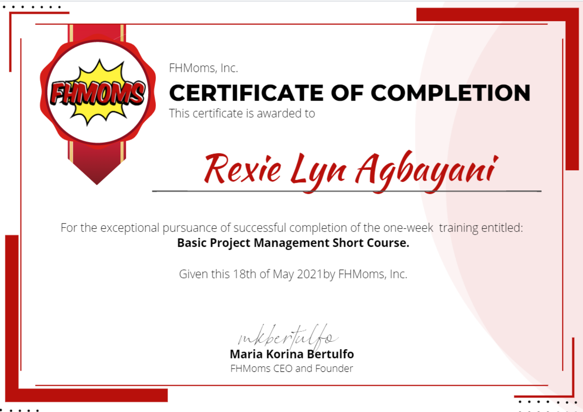 Basic Project Management Course