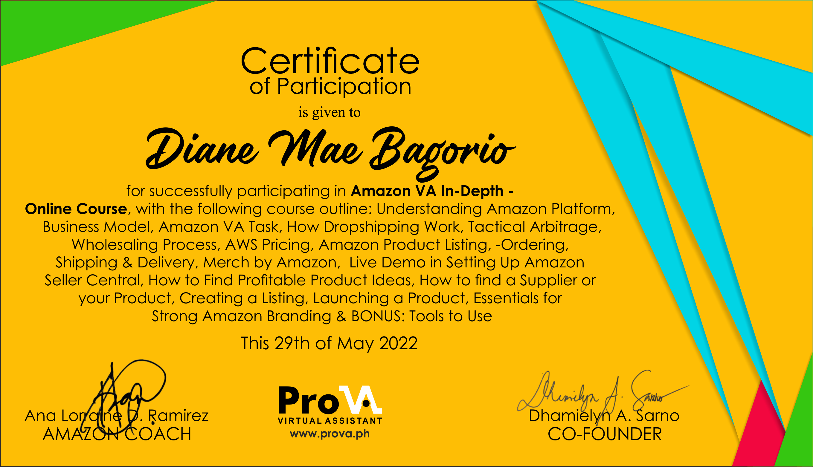 Amazon Training Certificate