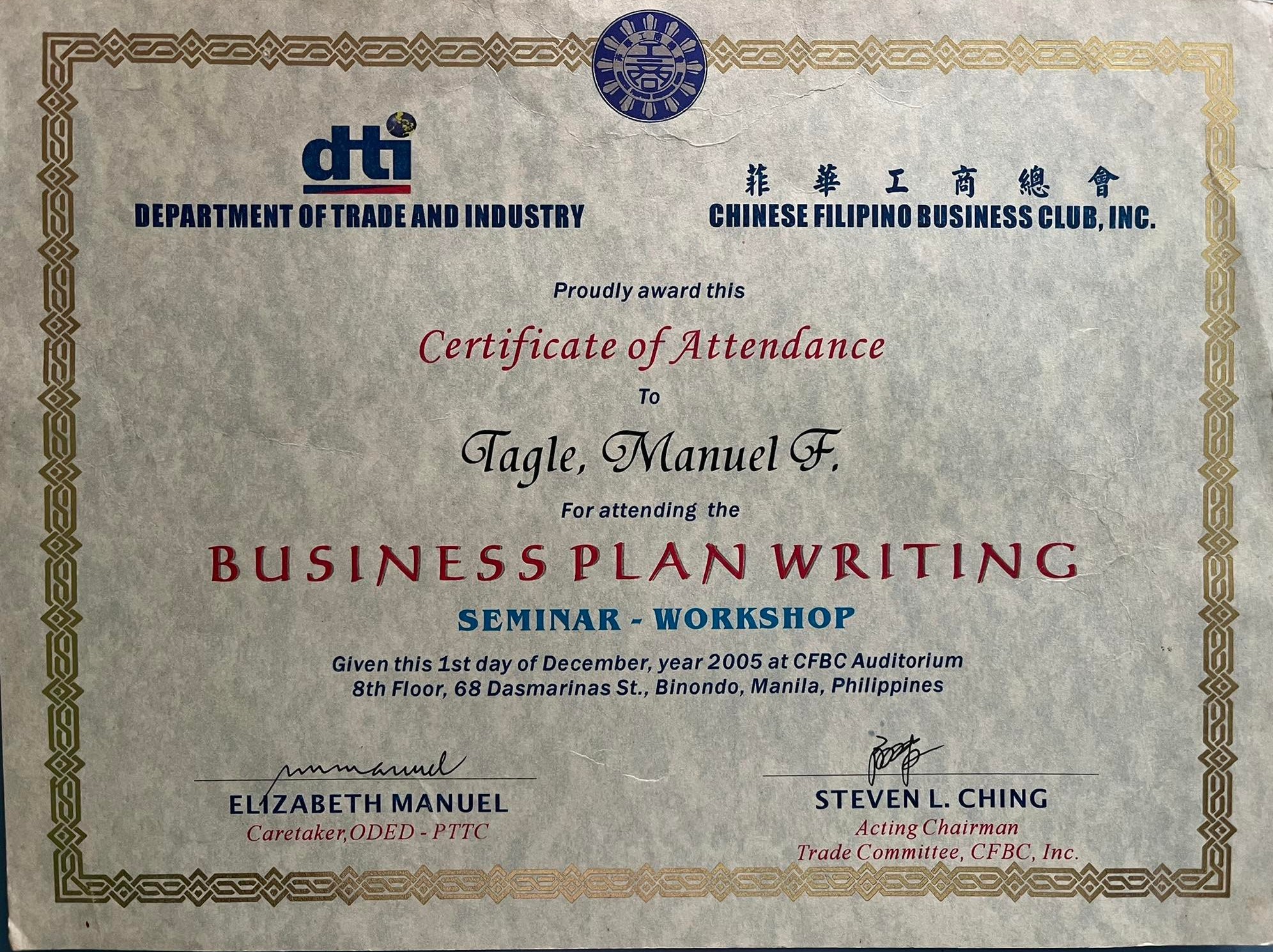 Business Plan writing Certificate
