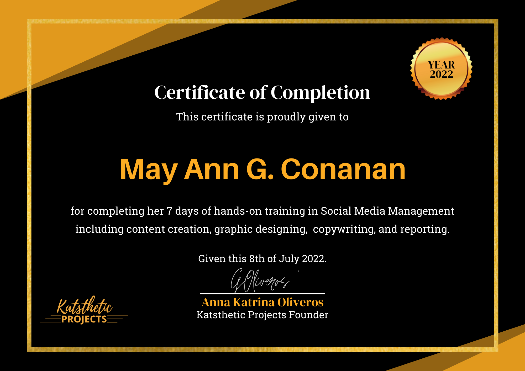 Certificate of Completion