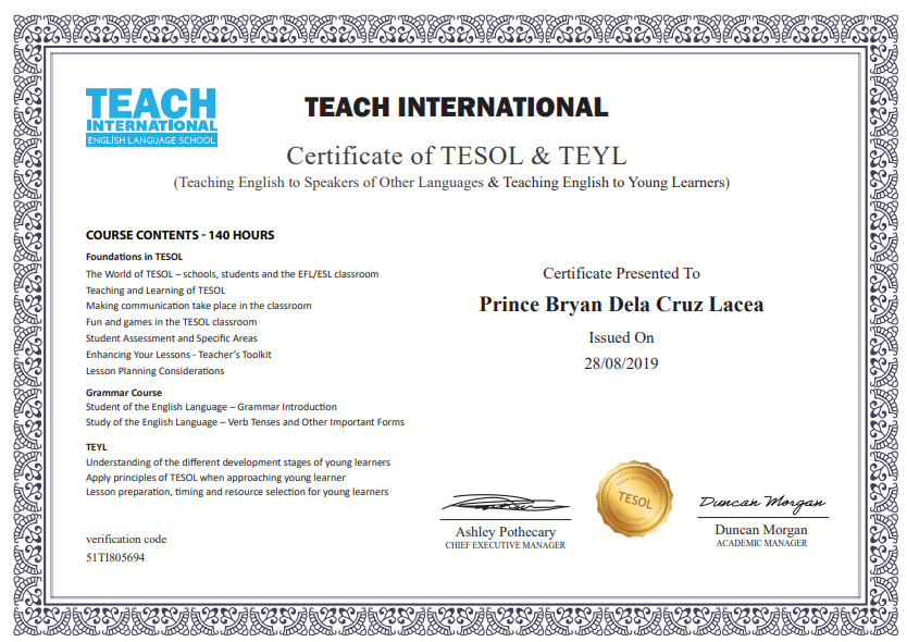 TESOL Certificate