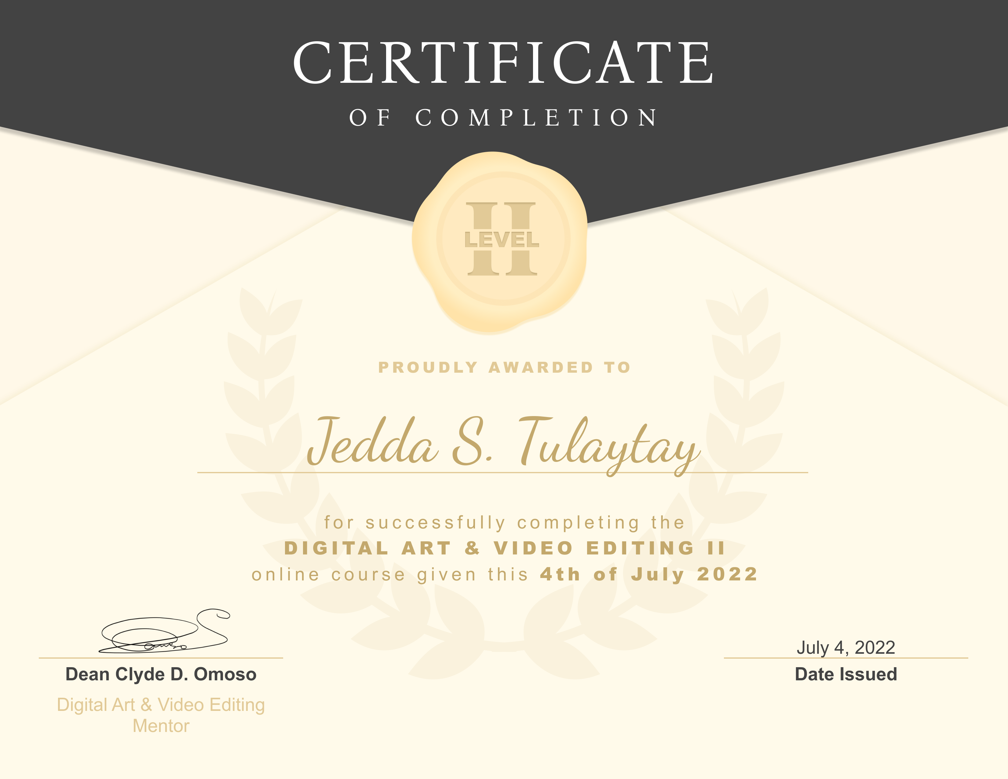 DIGITAL ART & VIDEO EDITING II