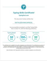 Typing Skills Certificate
