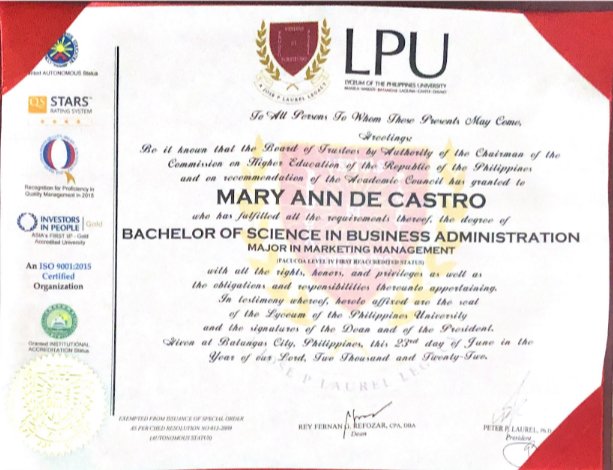 LPU CERTIFICATE