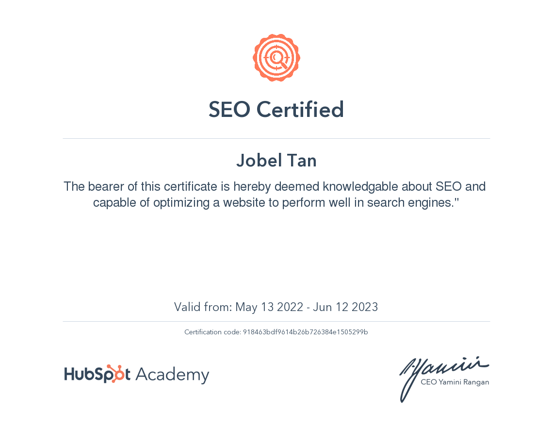 SEO Certification