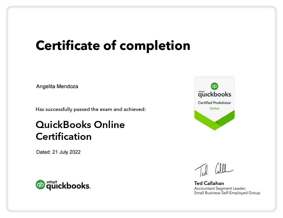 Certified ProAdvisor Certificate