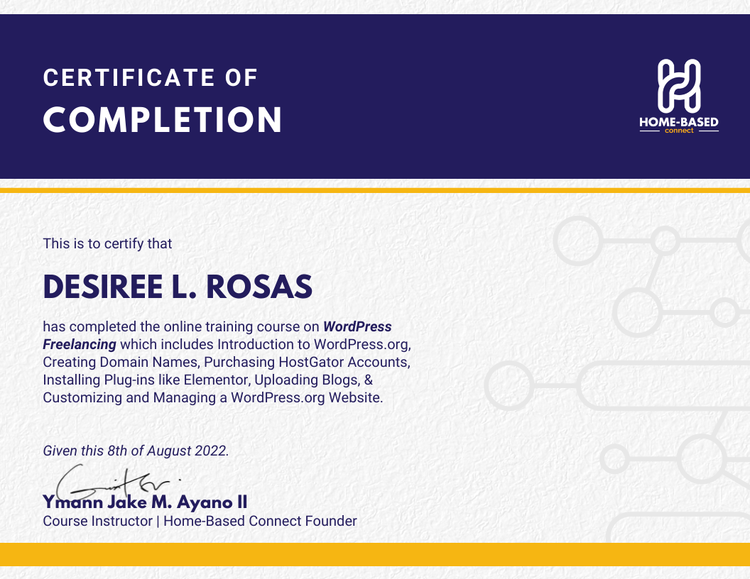 Word Press Certidicate