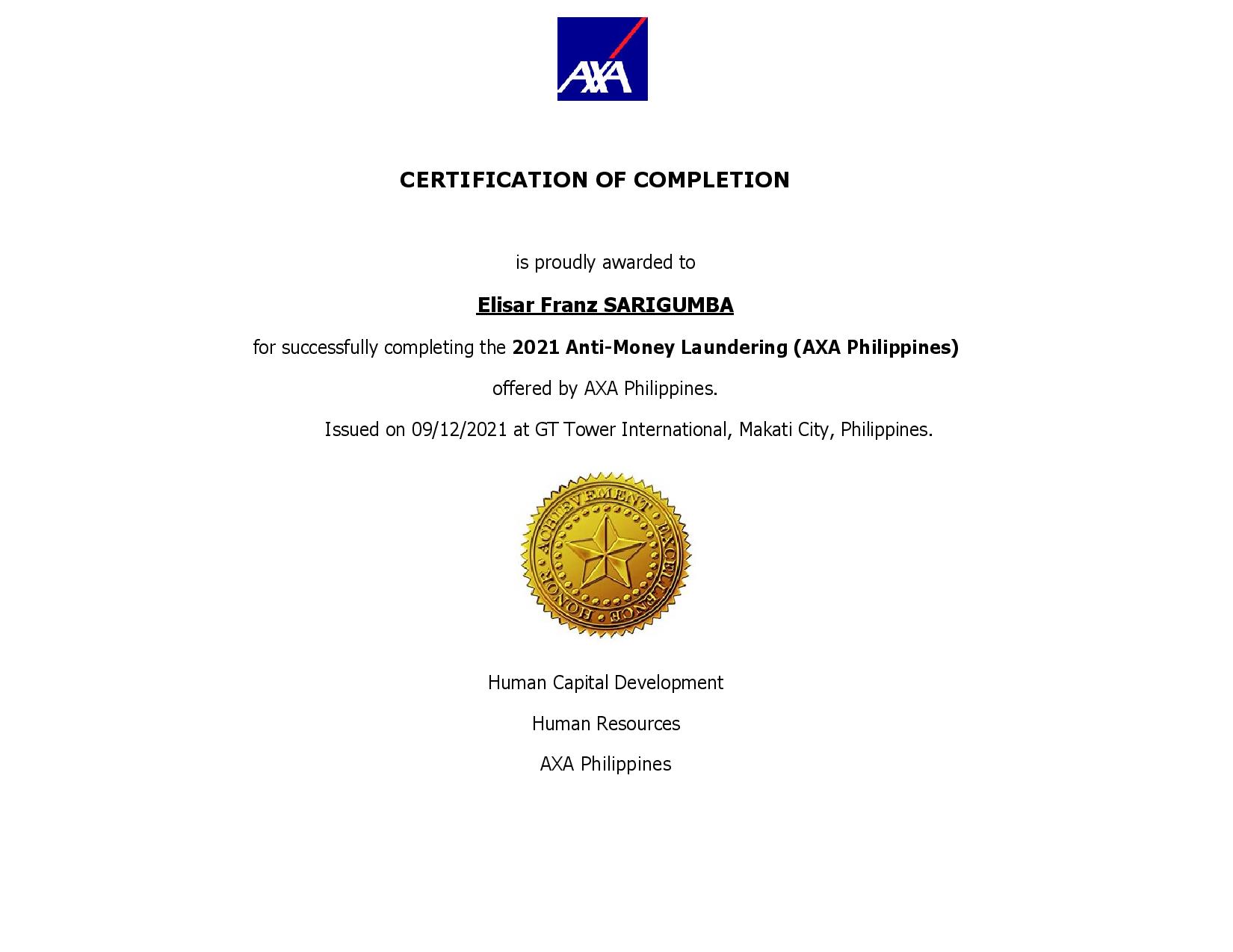 AXA Anti-Money Laundering